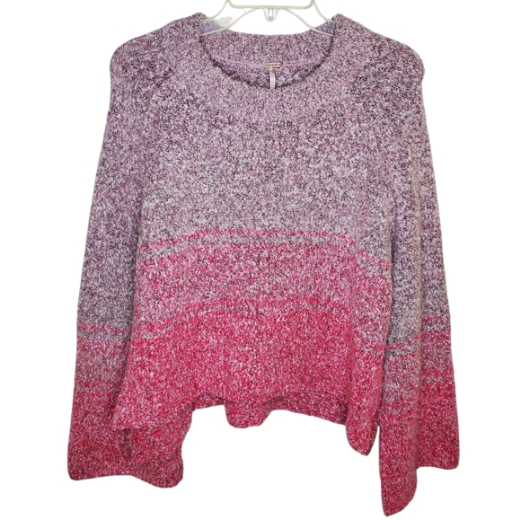 Free People BFF Cocoon Dip Dye Sweater Pink Medium Boho #219 - Picture 2 of 6